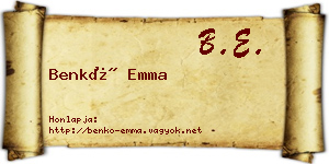 Benkő Emma névjegykártya