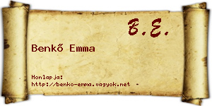 Benkő Emma névjegykártya